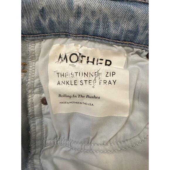 Mother The Stunning Zip Ankle Step Fray Jeans Womens Size 27 distressed denim - Picture 5 of 6